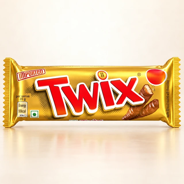 Front packaging of Twix Cookie Caramel Chocolate Bar, 50 g