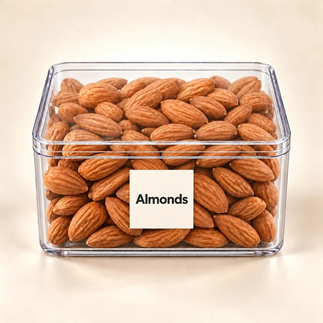 Angroos Whole Almonds in Clear Acrylic Box, 200 g