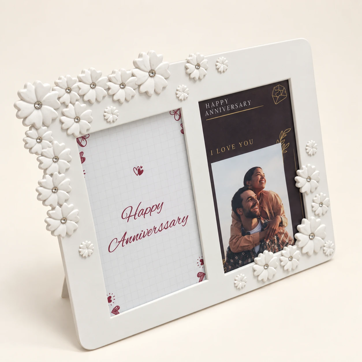 White Floral Anniversary Photo Frame, 10 × 8 Inch — featured view