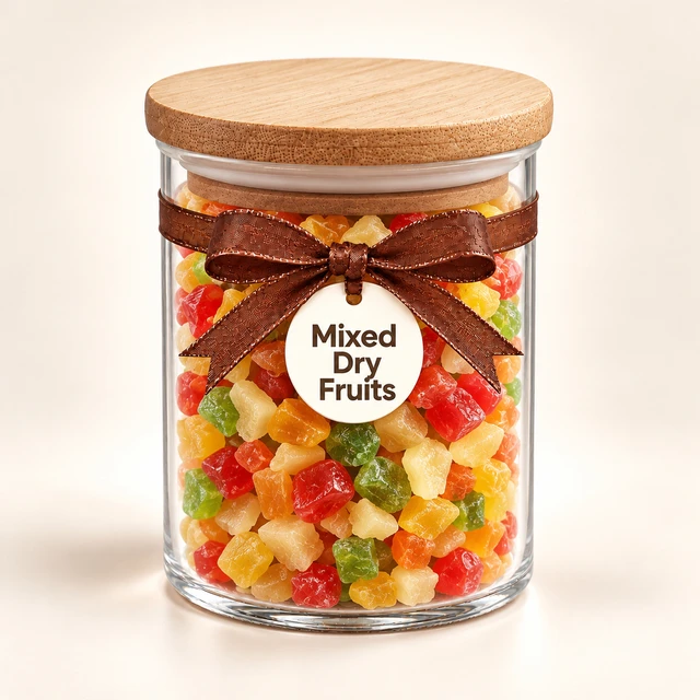 Angroos Mixed Dried Fruits in Small Wooden-Lid Glass Jar, 115 g