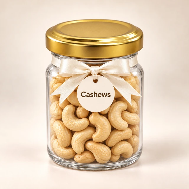 Angroos Whole Cashews in Small Glass Bottle, 52 g