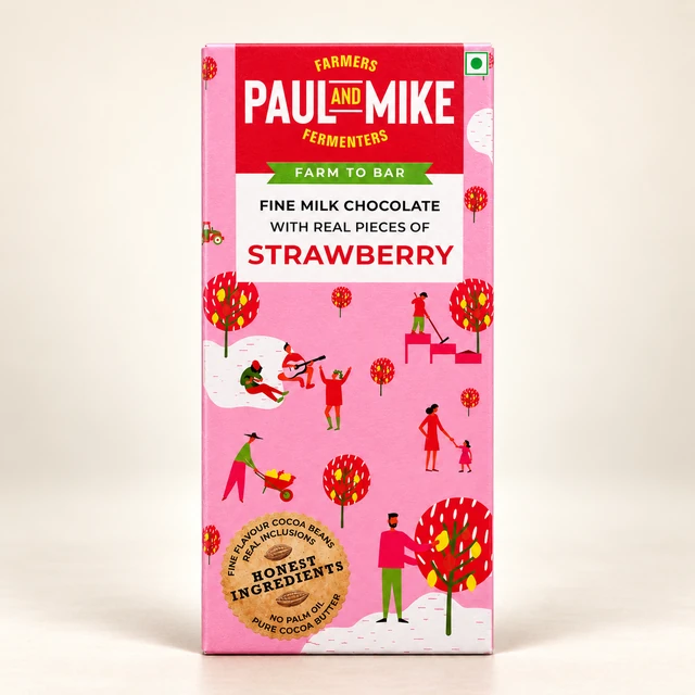 Paul and Mike Fine Milk Strawberry Chocolate, 68 g