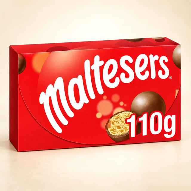 Front packaging of Maltesers Milk Chocolate Honeycomb Bites Box, 110 g