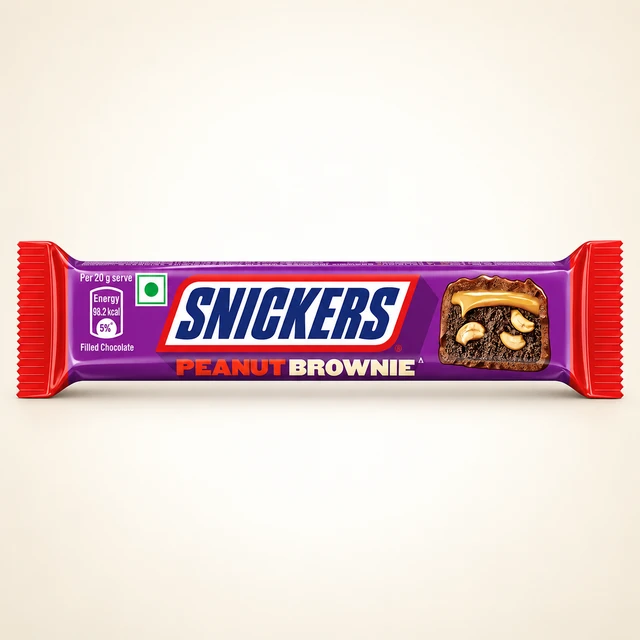 Front packaging of Snickers Peanut Brownie Chocolate Bar — 22 g