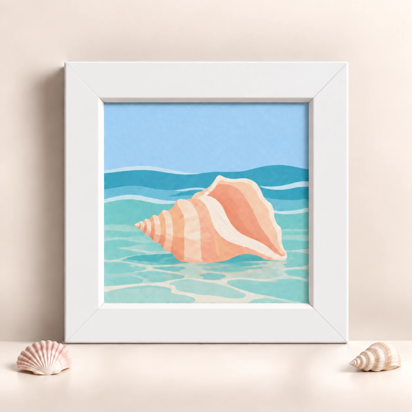 White 4 × 4 Inch Square Photo Frame, front display with illustrative artwork