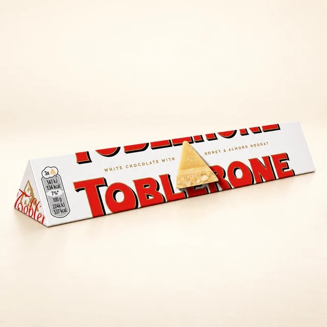 Toblerone White Chocolate Bar with Honey & Almond Nougat, 100 g