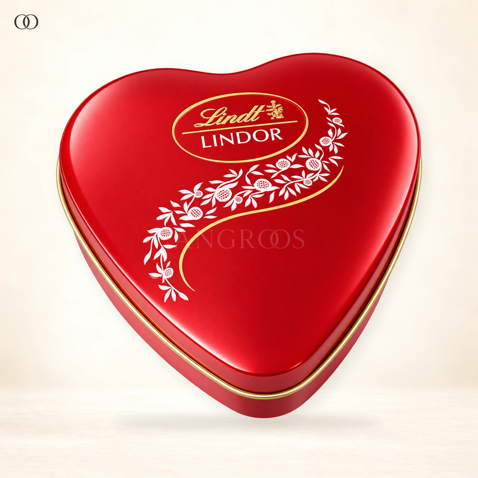 Front packaging of Lindt Lindor Milk Chocolate Heart-Shaped Gift Tin, 62.5 g