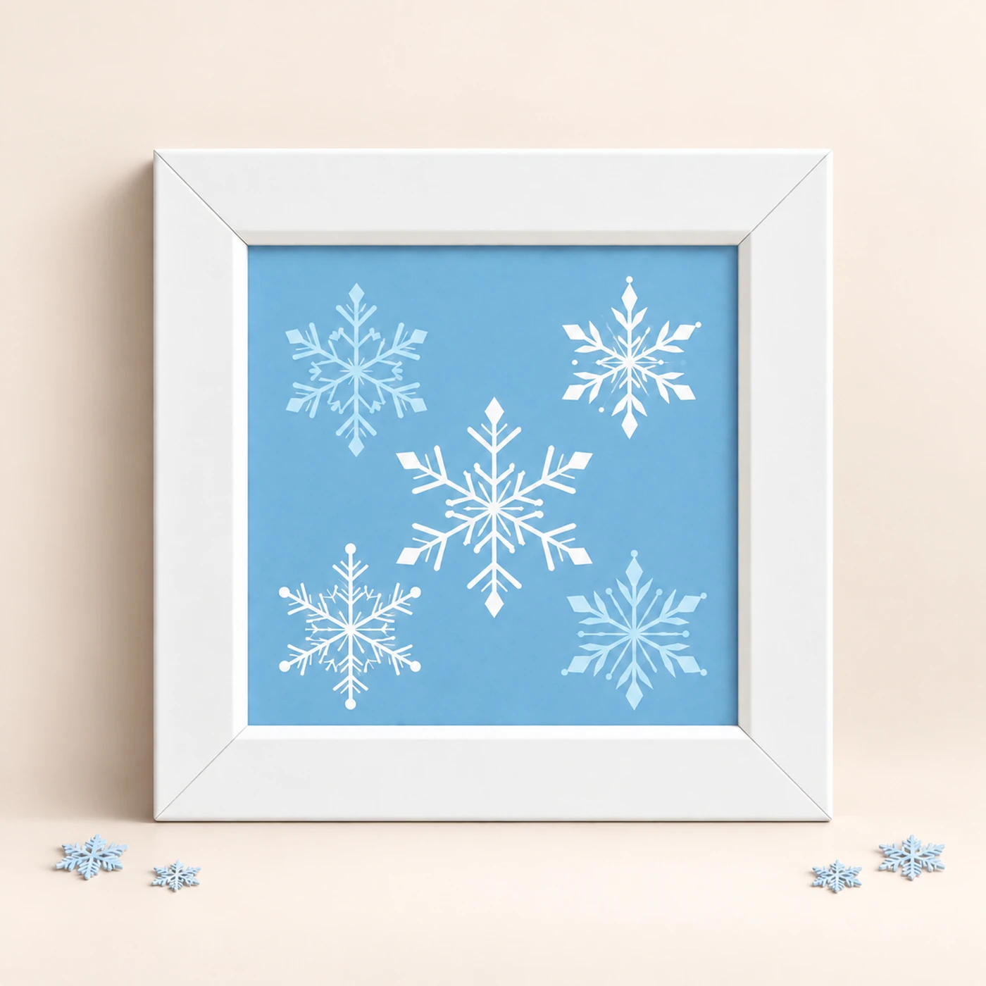 White Smooth 5 × 5 Inch Square Photo Frame, front display with illustrative artwork