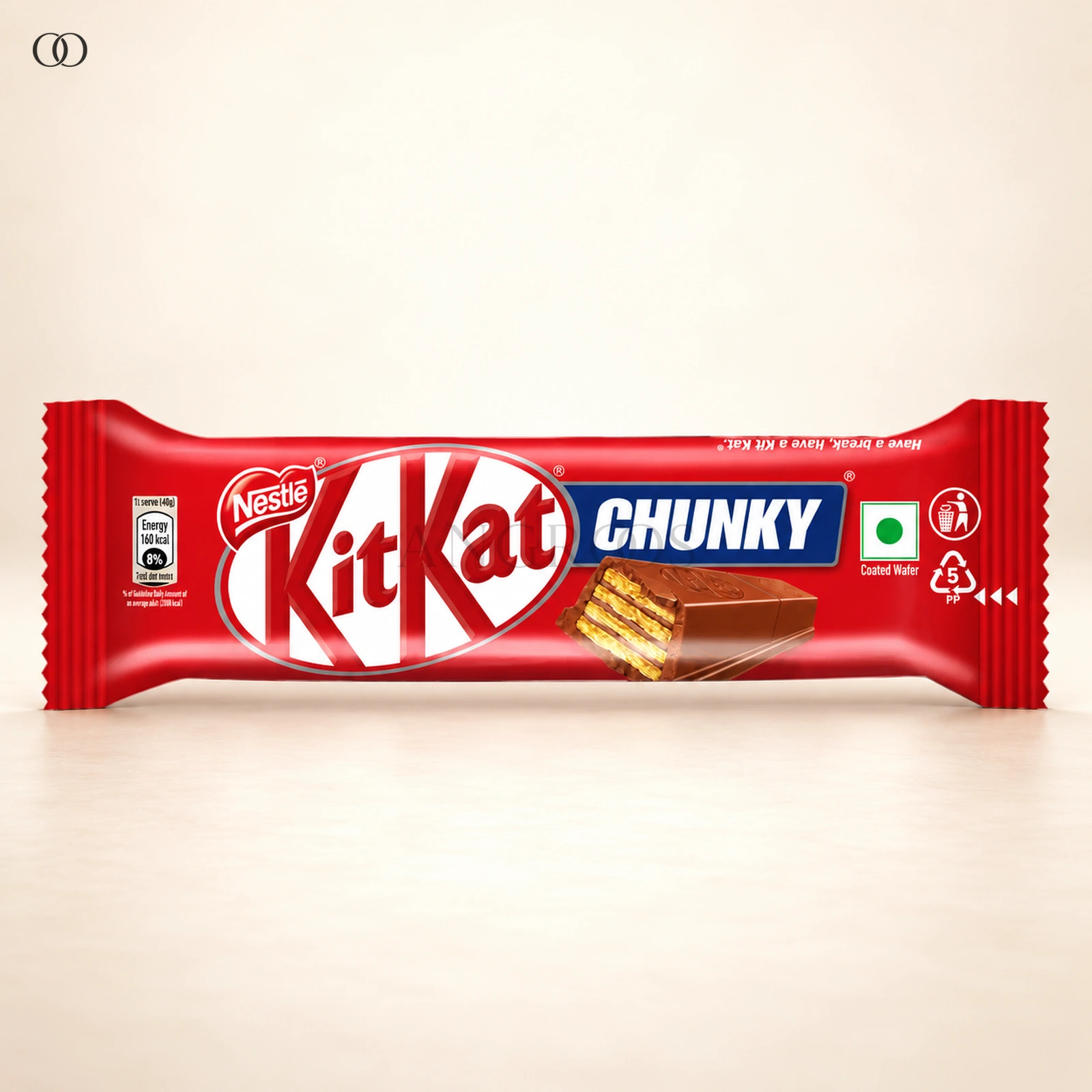 Front packaging of Nestlé KITKAT Chunky Milk Chocolate Coated Wafer Bar, 40 g