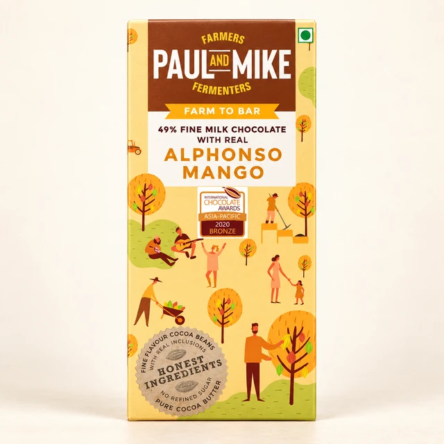 Paul and Mike Alphonso Mango Fine Milk Chocolate, 68 g