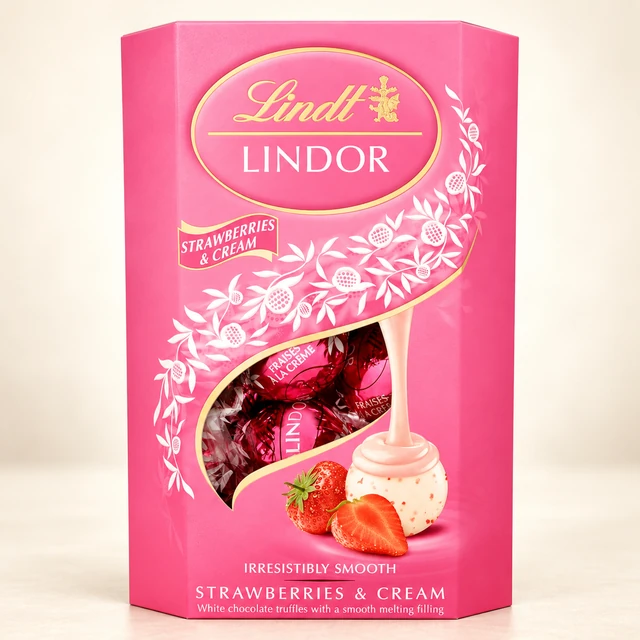 Lindt LINDOR Strawberries & Cream White Chocolate Truffles, 200 g