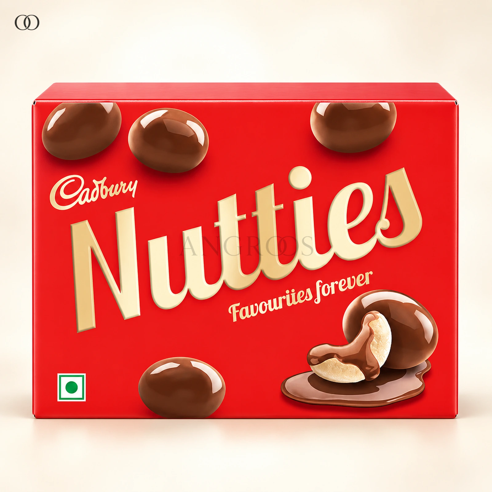 Front packaging of Cadbury Nutties Milk Chocolate with Cashew Centre, 30 g