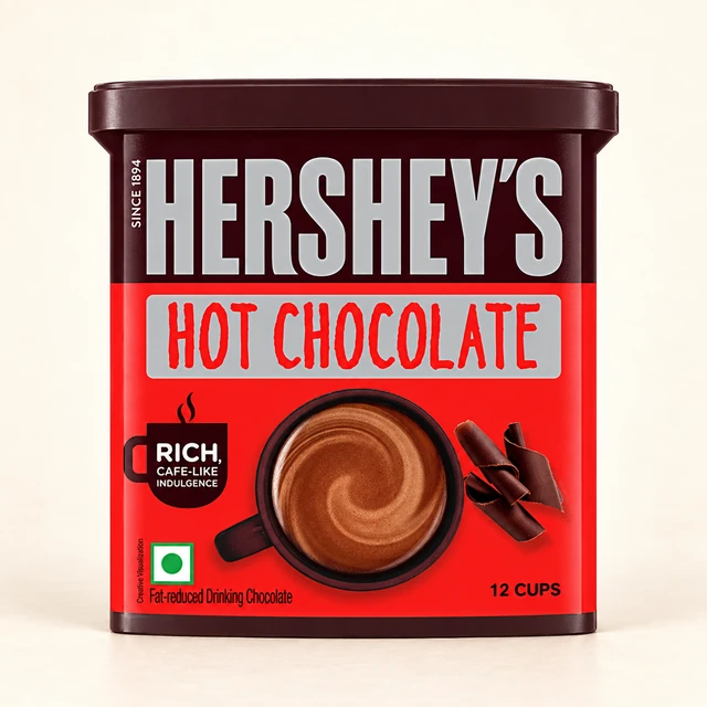 Front packaging of HERSHEY'S Hot Chocolate Drink Powder Mix, 250 g