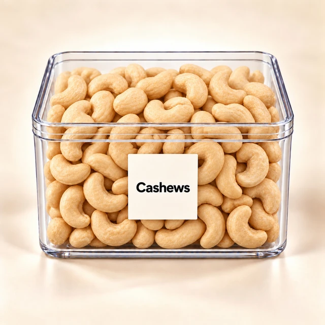 Angroos Whole Cashews in Clear Acrylic Box, 200 g
