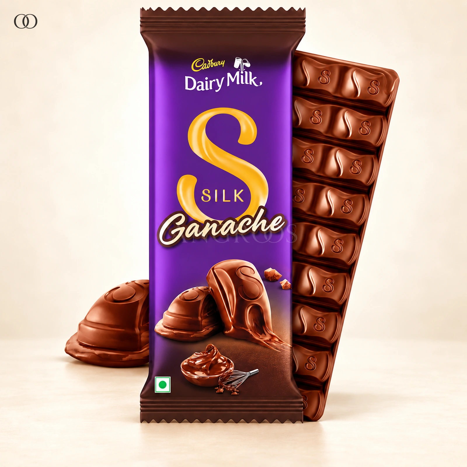 Front packaging of Cadbury Dairy Milk Silk Ganache Chocolate Bar, 137 g