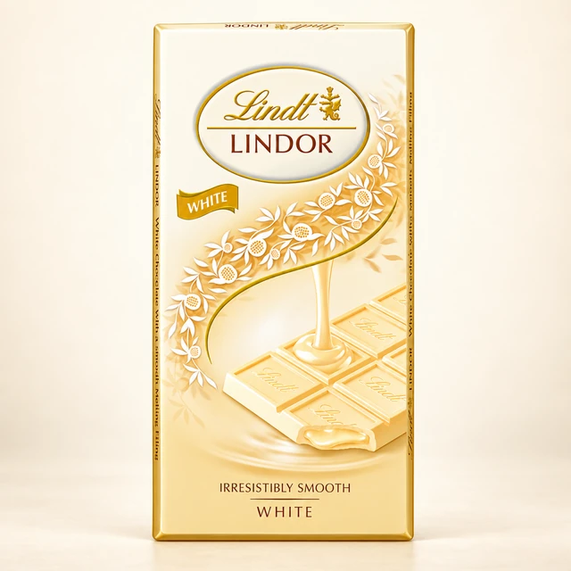 Lindt LINDOR White Chocolate Bar with Smooth Melting Filling, 100 g