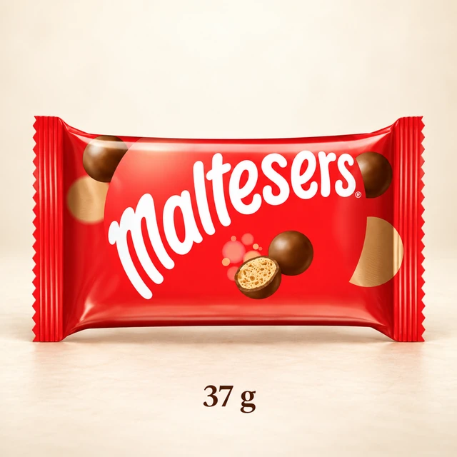 Front packaging of Maltesers Milk Chocolate Malt Balls, 37 g