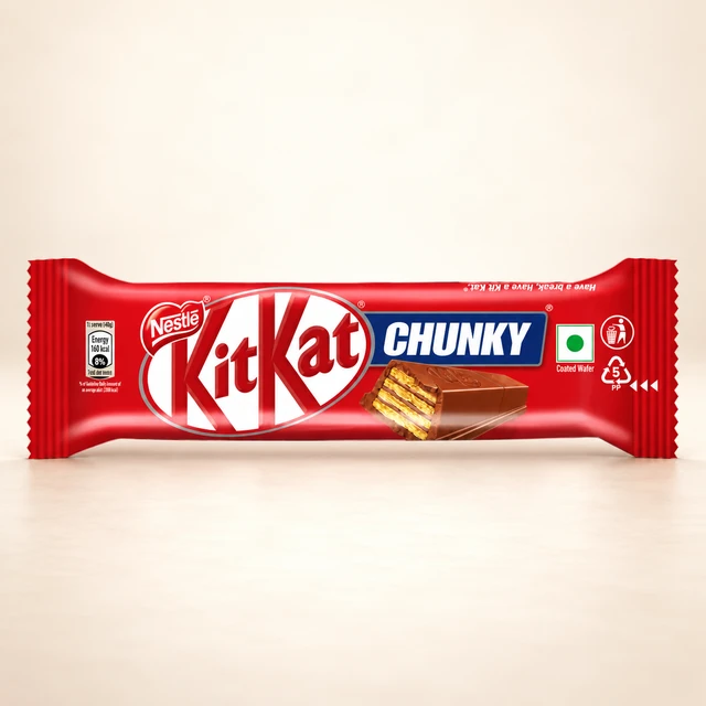 Front packaging of Nestlé KITKAT Chunky Milk Chocolate Coated Wafer Bar, 40 g