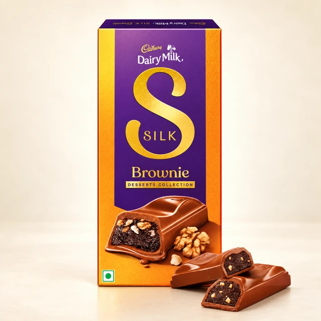 Front packaging of Cadbury Dairy Milk Silk Desserts Walnut Brownie Chocolate Bar — 70 g