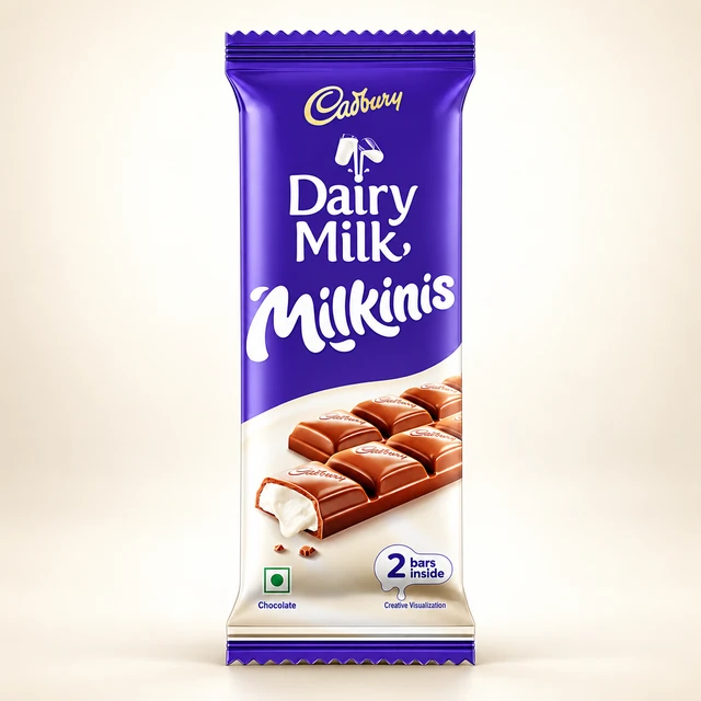 Front packaging of Cadbury Dairy Milk Milkinis Milk Chocolate Bar — 34 g Twin Pack