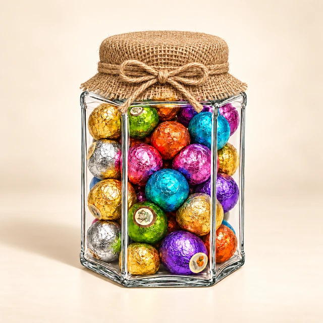 Front packaging of Assorted Ball Chocolate Bottle