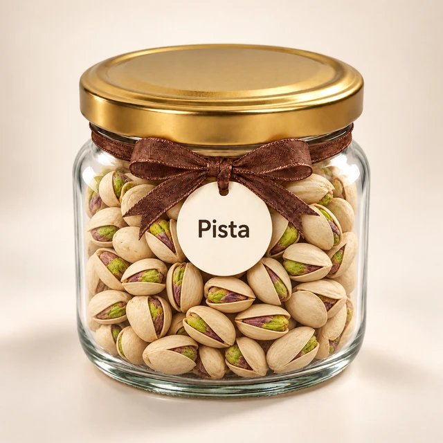 Angroos Salted In-Shell Pistachios in Wide Glass Bottle, 140 g