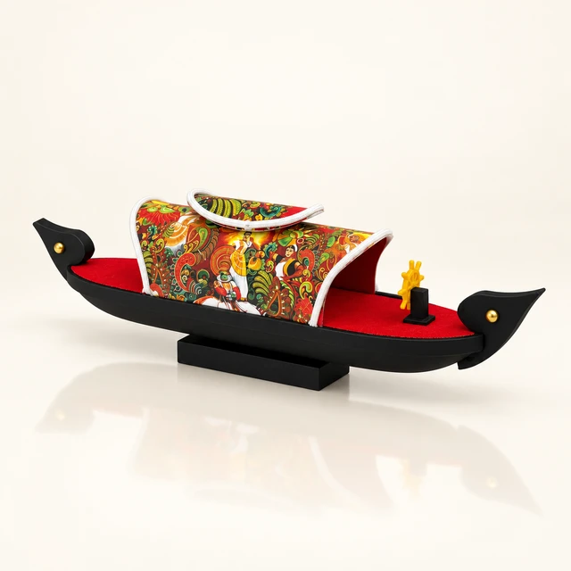 Kerala Houseboat Miniature with Alternate Mural Design, 12.5 Inches Long