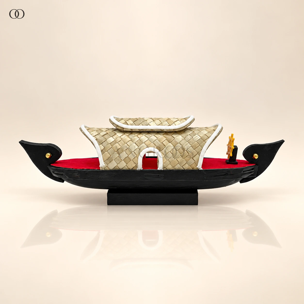 Kerala Houseboat Miniature with Woven-Look Canopy, 10.5 Inches Long — complete product