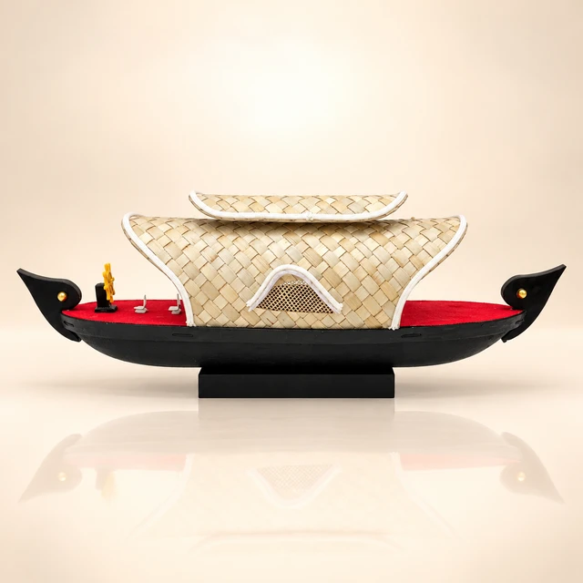 Kerala Houseboat Miniature with Woven-Look Canopy, 14.5 Inches Long · Design 3