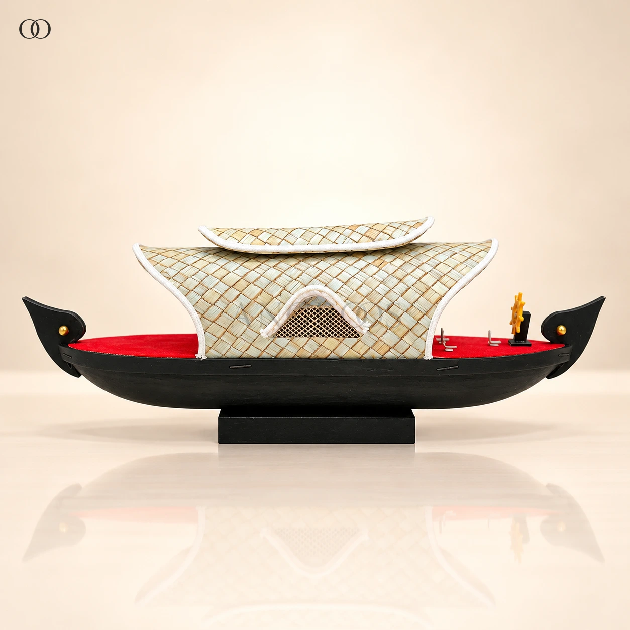 Kerala Houseboat Miniature with Woven-Look Canopy, 14.5 Inches Long · Design 4 — complete product