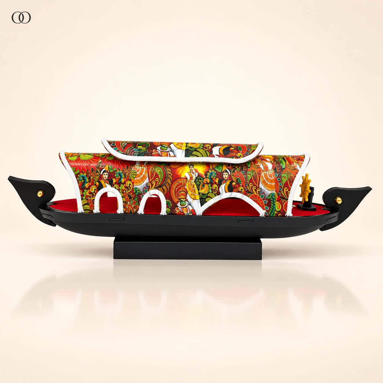 Kerala Houseboat Showpiece with Colourful Mural Cabin, 12.5 Inches Long — complete product