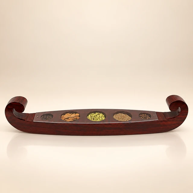 MDF Kerala Spice-Display Boat with Curled Ends, 25 Inches Long — complete product