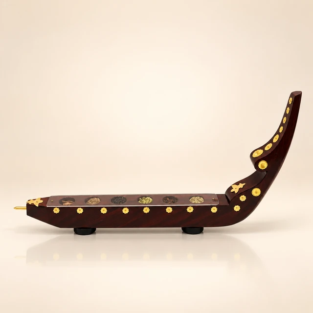 Large Kerala Spice-Display Boat Table Showpiece, 22 Inches Long — complete product