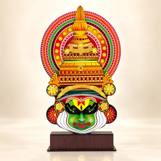 Large MDF Kathakali Head Table Stand, 21 Inches High — complete product