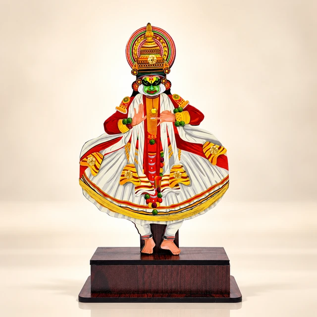 MDF Full-Body Kathakali Dancer Table Stand, 9.5 Inches High