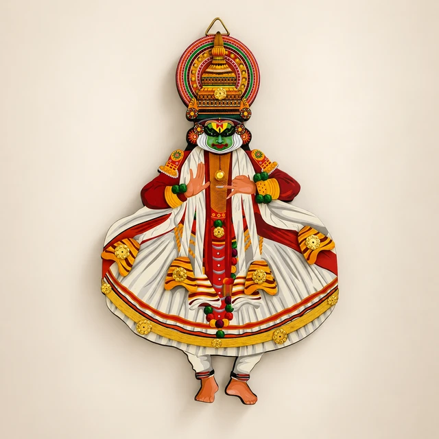 MDF Full-Body Kathakali Dancer Wall Hanging, 10 Inches High
