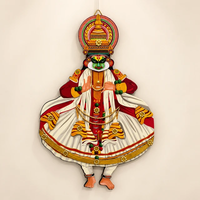 MDF Full-Body Kathakali Dancer Wall Hanging, 12 Inches High