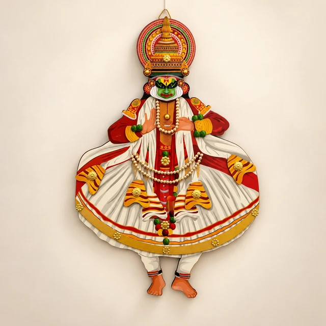 MDF Full-Body Kathakali Dancer Wall Hanging, 16 Inches High