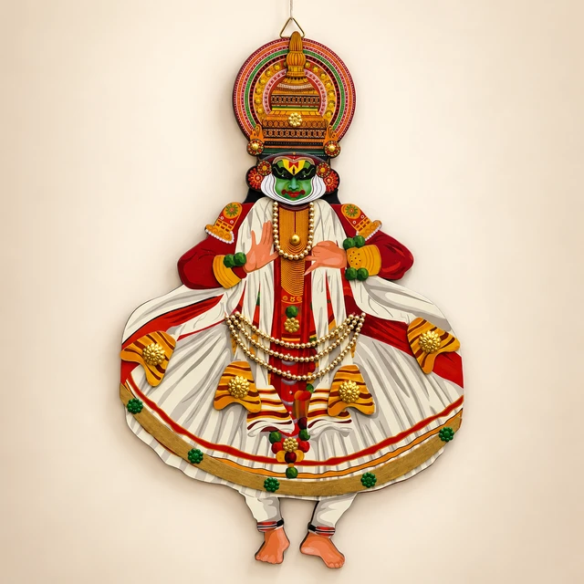 MDF Full-Body Kathakali Dancer Wall Hanging, 18 Inches High
