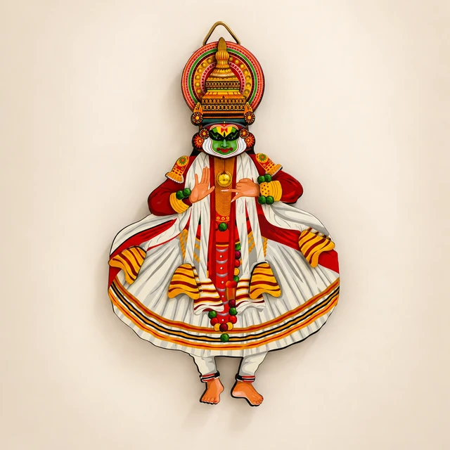 MDF Full-Body Kathakali Dancer Wall Hanging, 6 Inches High