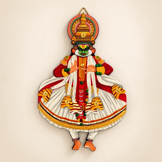 MDF Full-Body Kathakali Dancer Wall Hanging, 8 Inches High
