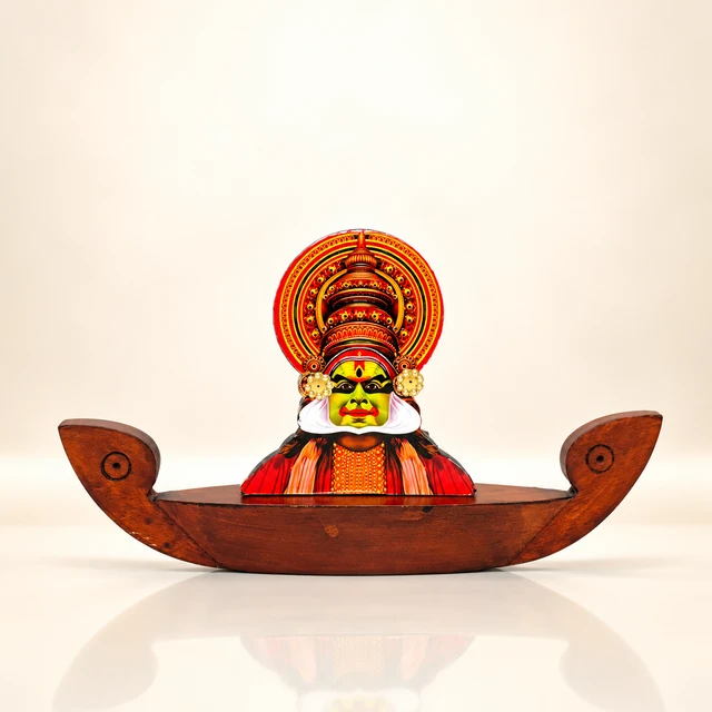MDF Kathakali and Boat Table Memento, 5 Inches High — complete product