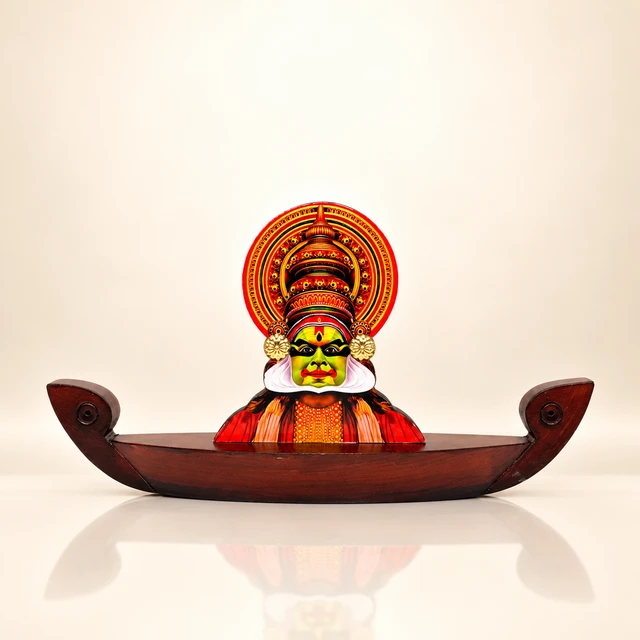 MDF Kathakali and Boat Table Memento, 6 Inches High
