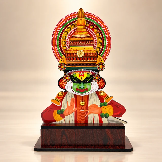 MDF Kathakali Head Table Memento, 8 Inches High — complete product