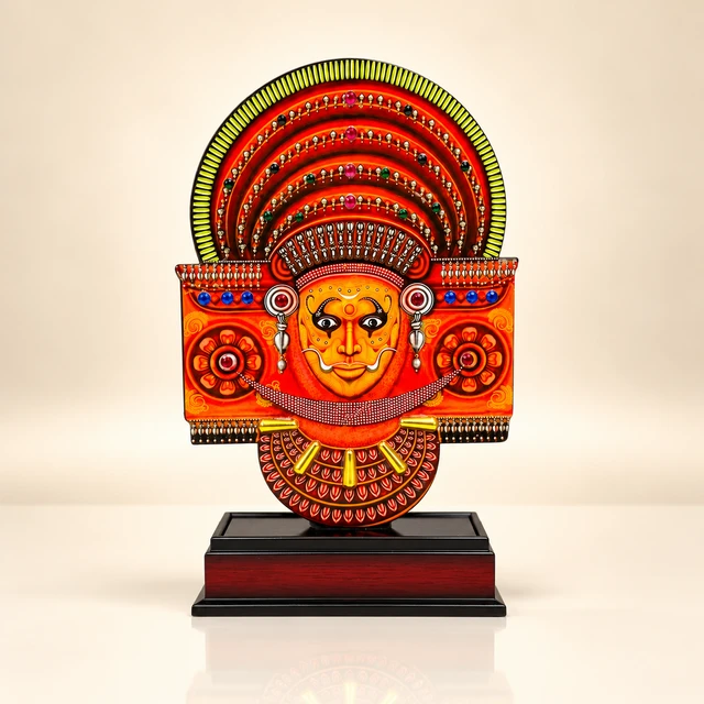 MDF Theyyam Head Table Memento, 10.5 Inches High