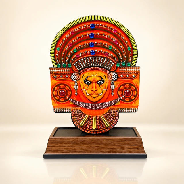 MDF Theyyam Head Table Memento, 7 Inches High