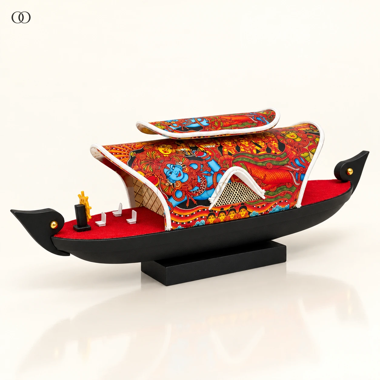 Mural-Print Kerala Houseboat Miniature, 14.5 Inches Long — complete product