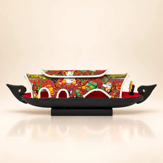 Mural-Print Kerala Houseboat Table Showpiece, 12.5 Inches Long — complete product