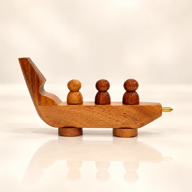 Teakwood Kerala Boat Decorative Miniature, 8.5 Inches Long — complete product