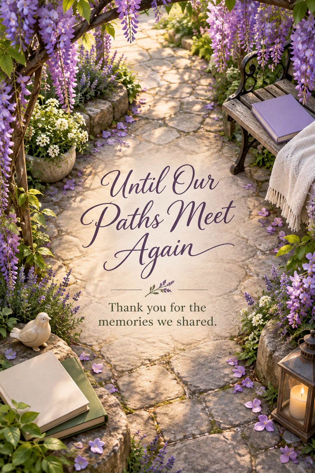 Farewell greeting design 02: Until Our Paths Meet Again. Thank you for the memories we shared.